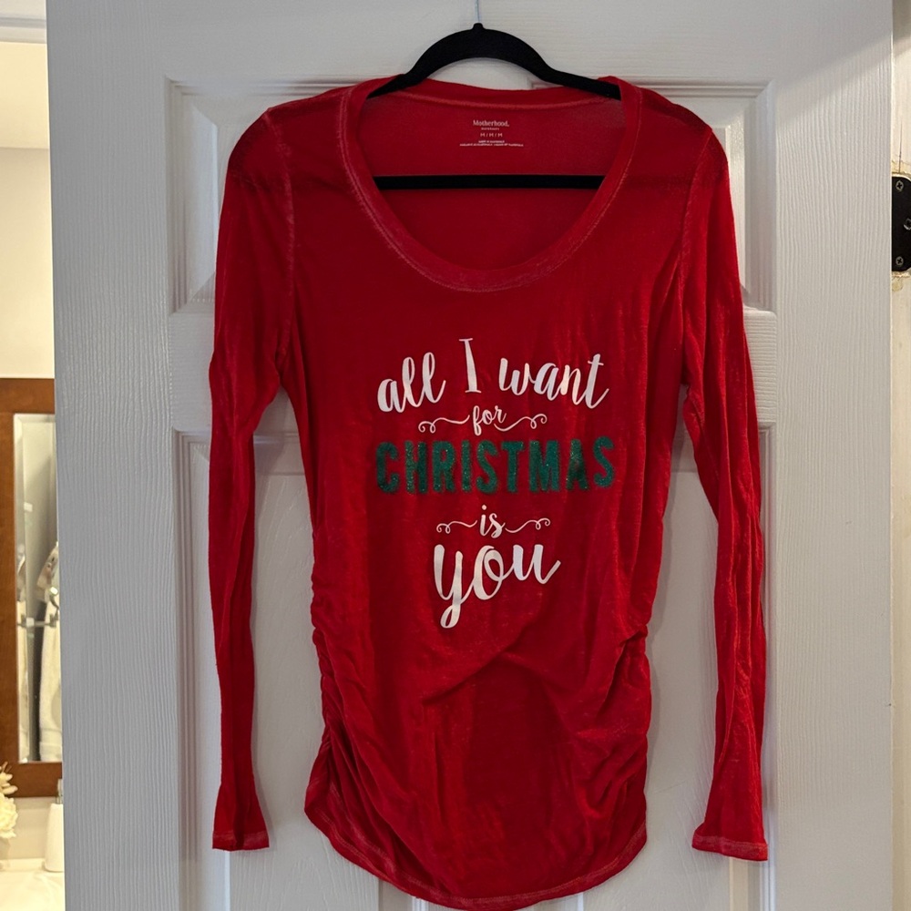 Motherhood Red Christmas Pajama Top